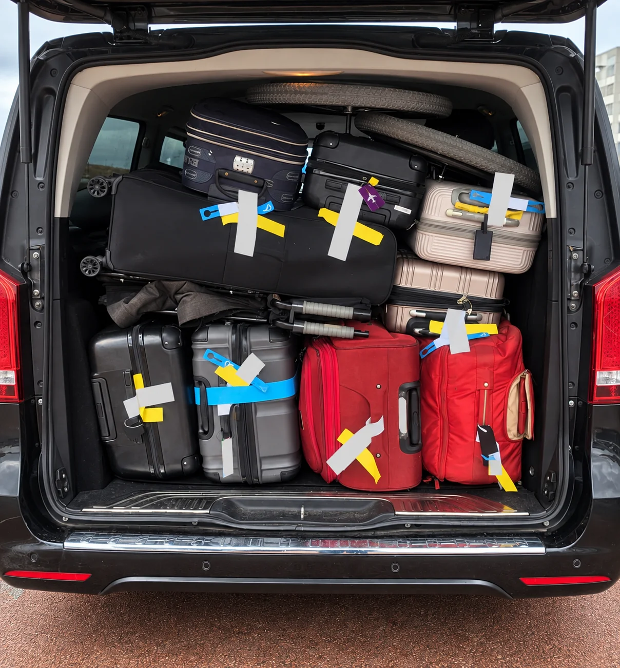 Bagageruimte van onze taxibus